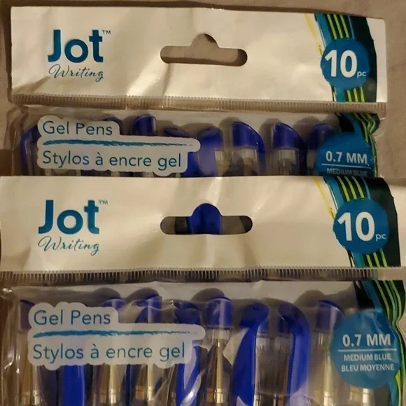 Jot Blue Gel Pens 2- 10 packs(20 Total Pens) NEW
