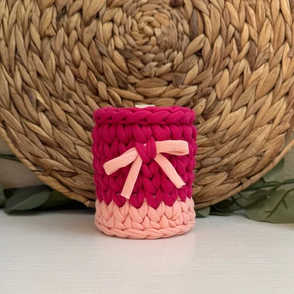 Handmade Pink Crochet Pen Holder
