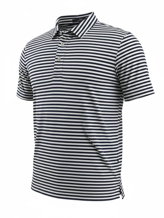 Ralph Lauren RLX Golf Polo Shirt Men XL Navy/ White Striped Performance Active