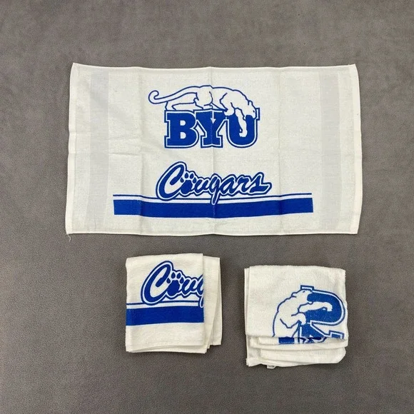 Vintage BYU Cougars White Rally Towel 15x24.5