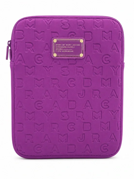 Marc by Marc Jacobs Embossed Purple Tablet Sleeve with Logo Plate
