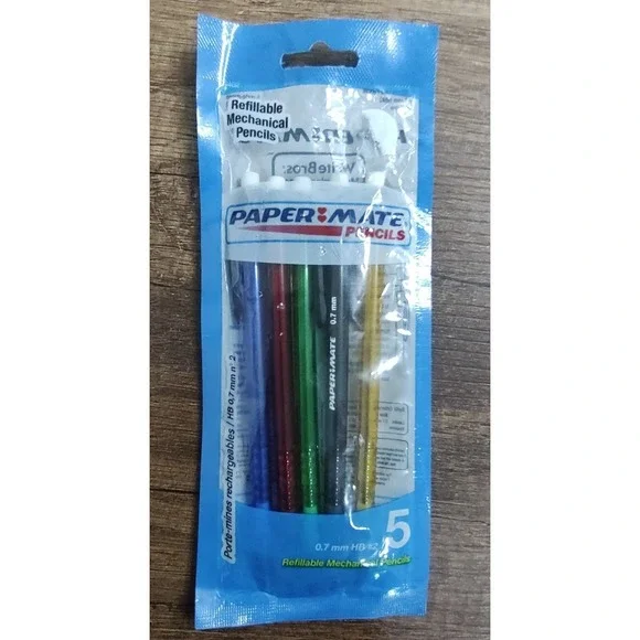 NOS 2005 Papermate Mechanical Pencils 0.7mm HB #2 Refillable 5 Pack Sealed B3