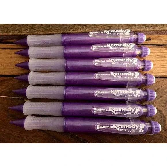 SEVEN purple Japan .9mm staedtler remedy jr. mechanical pencils Arthritis Eraser