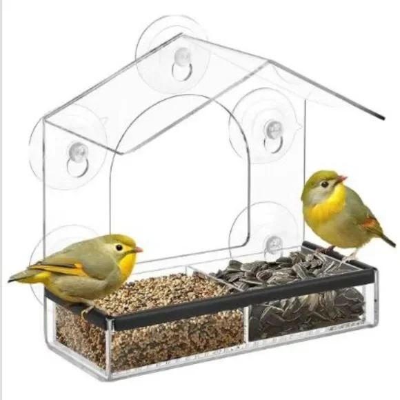 Entirely Zen Window Bird Feeder - All Weather Clear Acrylic Bird Feeder