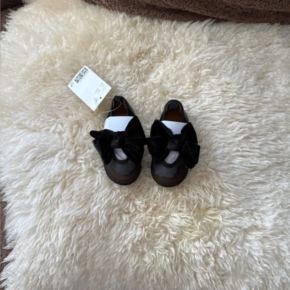 H&M Black Mesh Bow Ballet Flats