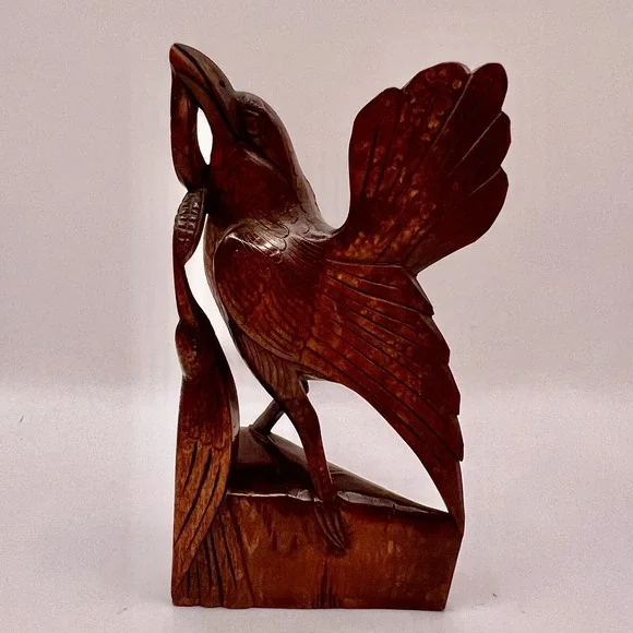 Vintage Hand Carved Wood Bird Bali Figurine 6
