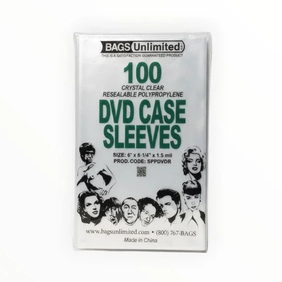 Bags Unlimited SPPDVDR DVD Case Sleeves - Resealable Flap - 6 X 8.25 - 100 Count