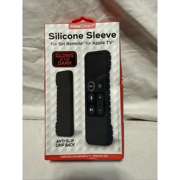 PrimeConnect Silicone Sleeve Siri Remote For Apple Tv , Black Glow In The Dark