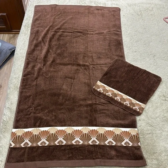 80’s new brown bath towel and washcloth shells Bathworks