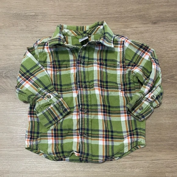 Toddler‎ boys olive green Gymboree flannel size 18-24 months