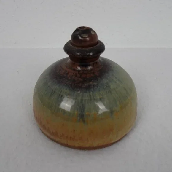 Handmade Art Pottery Oil Diffuser Summer Beach Glazed Colors Signed