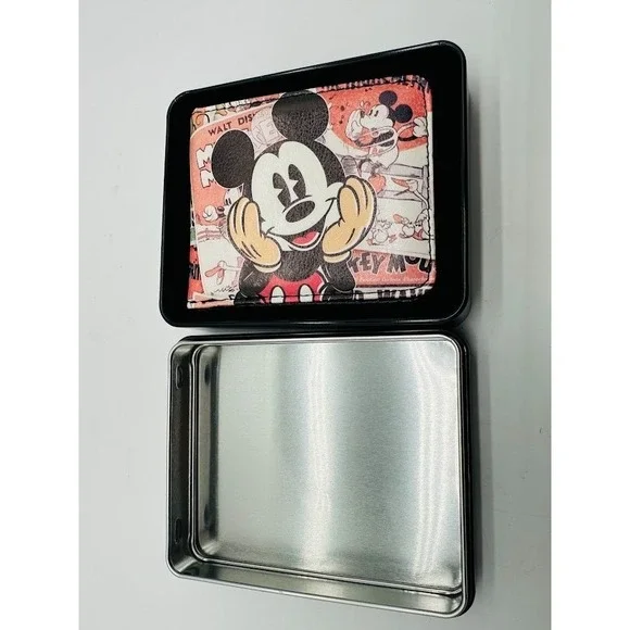 Disney Mickey Mouse Bifold Wallet Card Holder Black Cartoon Gift Mens