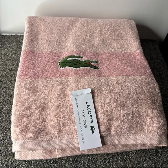 Lacoste Soft Pink Cotton Bath Towel 30 x 52