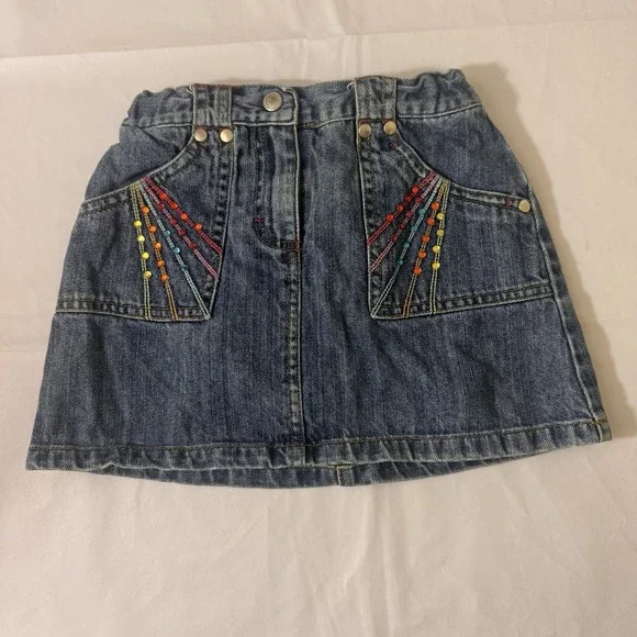 Vintage Gymboree Girls Denim Skirt With‎ Rhinestone Pockets Girls Size 6