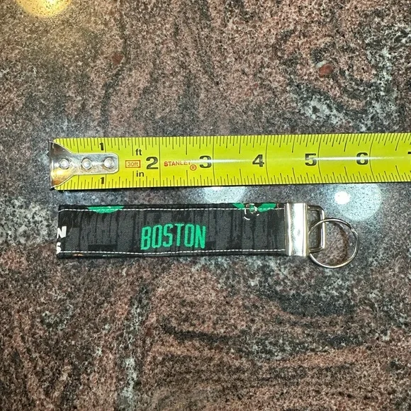 Handmade Boston Celtics wristlet key fob keychain