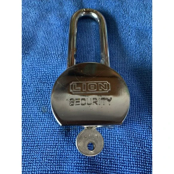 Vintage Padlock LION Brand Security‎ Lock Heavy Duty Hardened with Key
