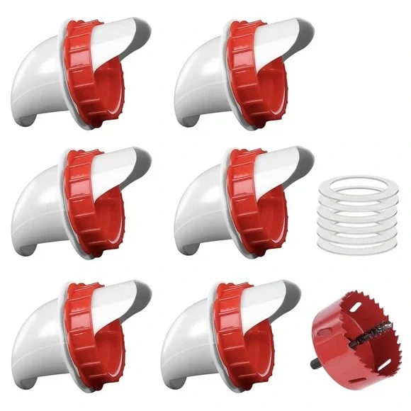 6-Pack DIY Chicken Feeder Kit + Hole Saw & Plug No-Waste Rain-Proof Poultry Bird