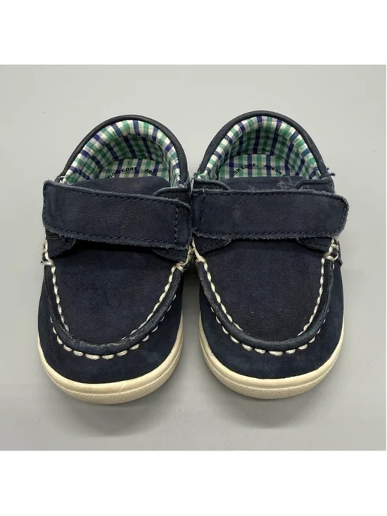Sole Play SK-LUKA Boys Navy Leather Boat Shoes 4M Contrast Stitching Comfort