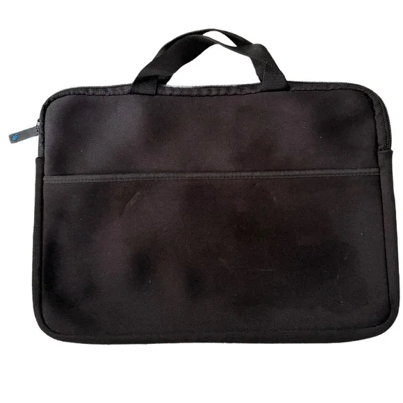 Black Neoprene Laptop Sleeve Case Bag‎ with Handles and Zipper