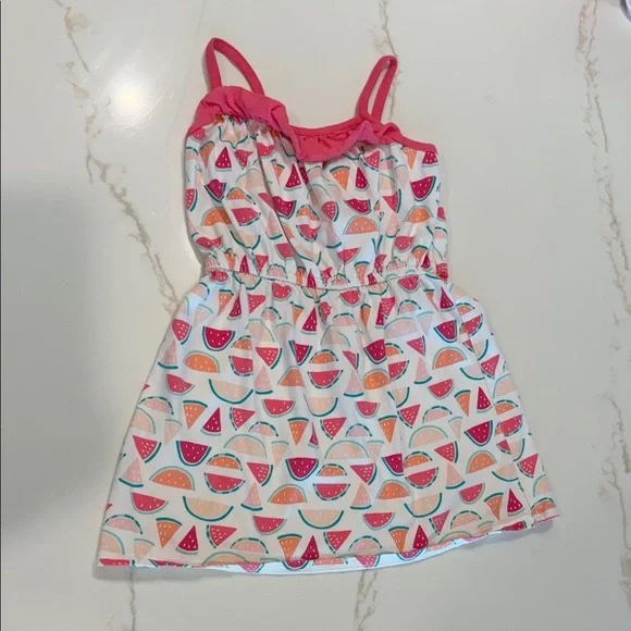 Gymboree Girls Watermelon Pink & White 6 Dress