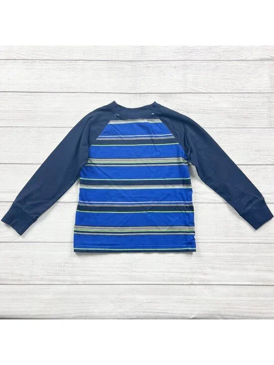 Gymboree Boys Long Sleeve Striped Raglan Shirt Blue Cotton Casual 6