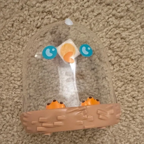 Transparent dice Bird Feeder with Orange and Tan Design