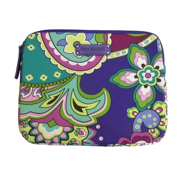 Vera Bradley I-Pad Notebook E-Reader Sleeve Case Neoprene Heather Purple 10