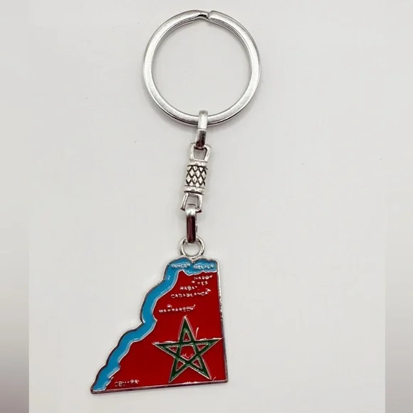 Red and Blue Map Keychain