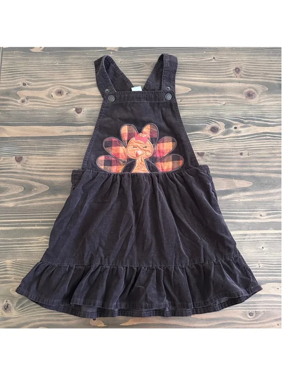 Gymboree Turkey Dress Girls 6 Brown Corduroy Thanksgiving