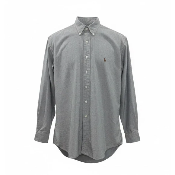 Polo Ralph Lauren Mens 16.5-33 L Gray Classic Fit 100% Cotton Button-Down‎ Shirt