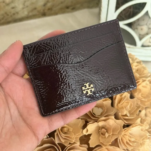 New! Tory Burch EMERSON CRINKLE SLIM card case in AGNELLO
