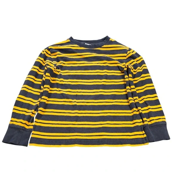 Gymboree Long Sleeve Striped T-Shirt Boy's Size 6 Navy‎ Blue Yellow 100% Cotton