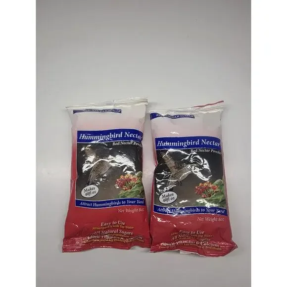 Hummingbird Red Sugar Nectar Powder Lot Of 2 All Natural w/ Vitamins & Calcium