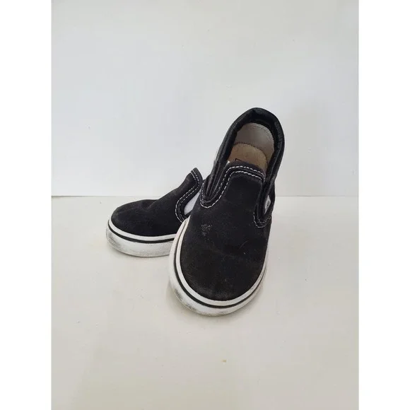 Vans Toddler Size 5 Black Slip-On Shoes (Classic) FLAWED 