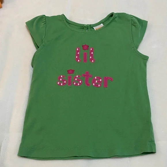 Gymboree Green and Pink 'Lil Sister' Tee