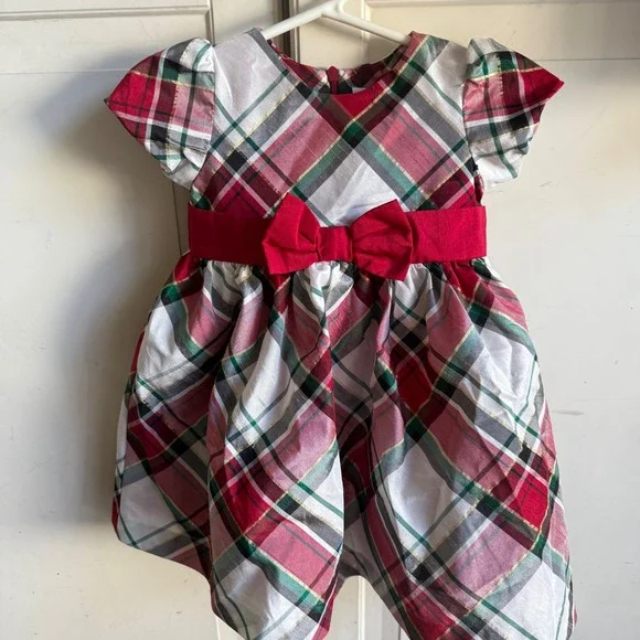 Gymboree Girls Plaid Holiday‎ Dress Toddler Size 6-12 Months Festive Red Green
