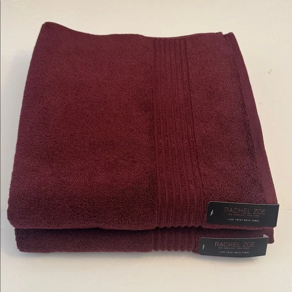 2pc RACHEL ZOE Luxe Twist Bath Towel Set - MERLOTMG - Cotton/Rayon From Bamboo
