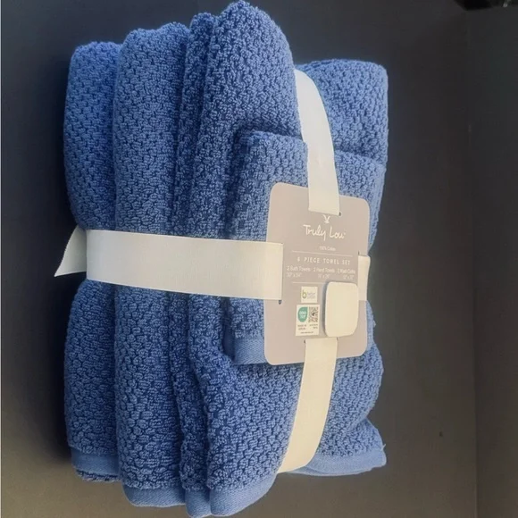 6pc TRULY LOU 100% Cotton Bath Towel Set - CabanaBlue