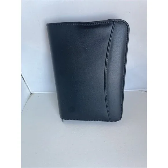 Vtg Day Runner Full Zip Planner Black Leather Organizer 6 Ring 8 X 10
