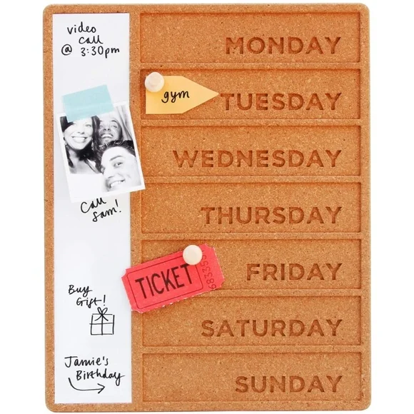 Suck UK Cork Whiteboard Weekly Weekday Planner Desk Schedule Wayfair NEW