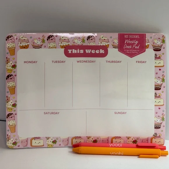 “Sweet Tooth” Weekly Desk Pad and Pens Set
