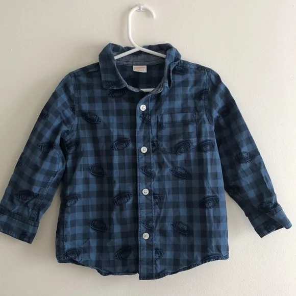 GYMBOREE plaid blue football button up 2T