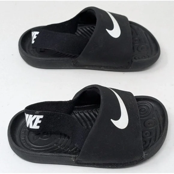 Nike Kawa Slide TD Toddler Sandals Black White BV1094-001 Size 6C