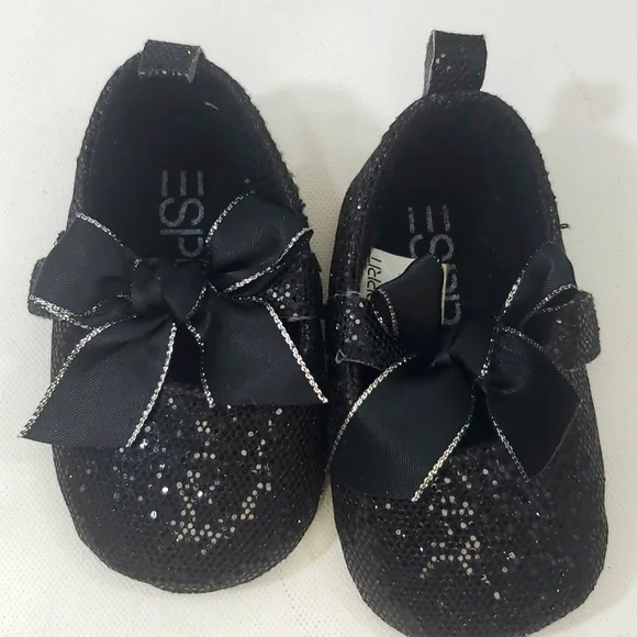 Espirit glittert black shoes 6-12 months