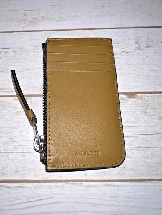 ALL SAINTS Leather Credit Card Wallet Top Zip