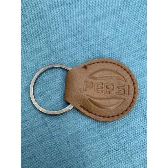Vintage Pepsi Keychain Brown Leather 1.5”
