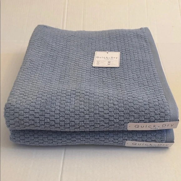 2pc TRULY LOU Quick Dry 100% Cotton Bath Towel Set - Moonstone2 - Blue