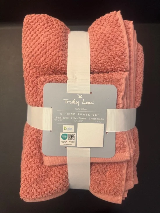 6pc TRULY LOU 100% Cotton Bath Towel Set - CSROSE23 -Bundle