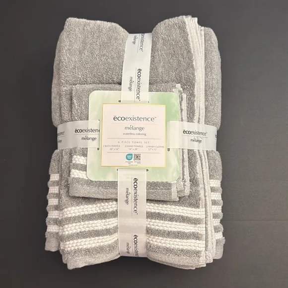 6pc Ecoexistence Mélange Bath Towel Set - Waterless Coloring - Heathergrey