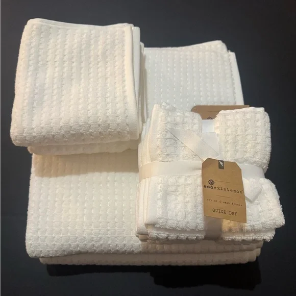 9pc ECOEXISTENCE Oversized Quick Dry 100% Cotton Bath Towel Set - White